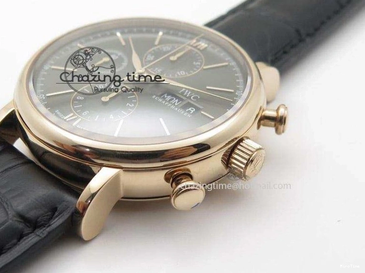 MIROTIME 0424 Portofino Chrono RG Black Dial on Black Leather Strap A HighPerformance 7389